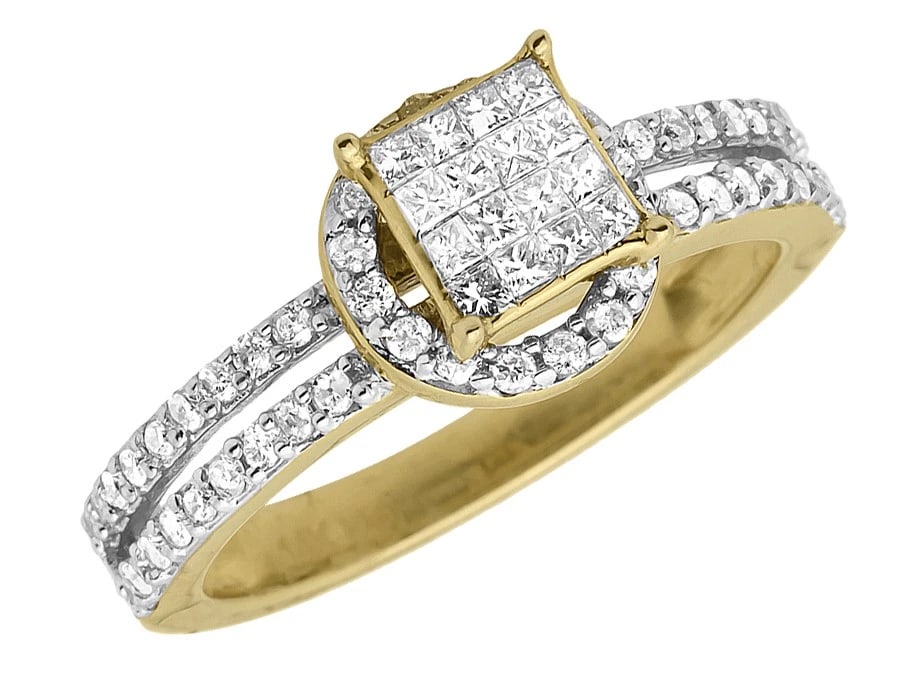 14K YELLOW GOLD ROUND PRINCESS DIAMOND ENGAGEMENT WEDDING RING: 14k Yellow Gold Round Princess Diamond Engagement Wedding Ring Brand: None Type/Style: Ring Material: 14K Yellow Gold, Main Stone/Creation Natural Color: Yellow Gold Size: 7US Accessories: None