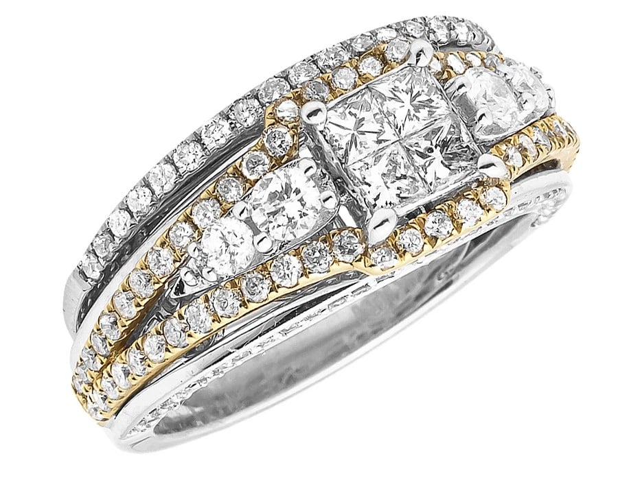 14K GOLD PRINCESS ROUND DIAMOND ENGAGEMENT WEDDING RING: 14k Gold Princess Round Diamond Engagement Wedding Ring Brand: None Type/Style: Ring Material: 14k Gold, Main Stone/Creation Natural Color: Gold Size: 7US Accessories: None Accessories Notice: When