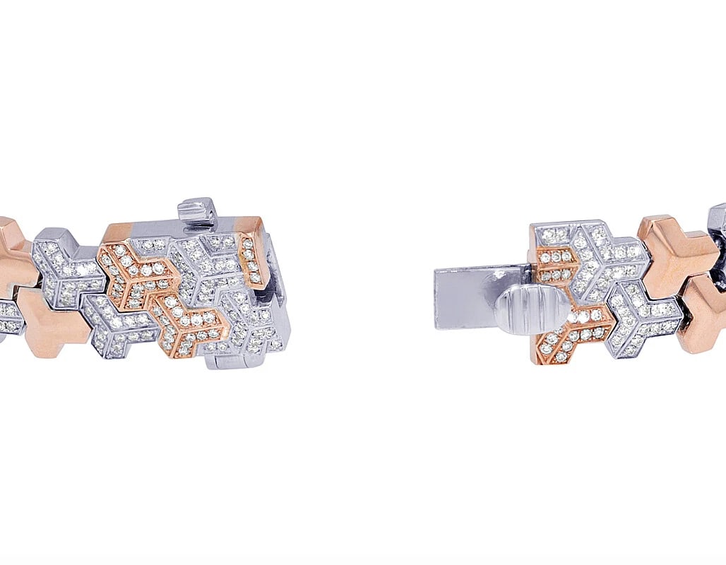 2 ROW DIAMOND ALTERNATING LINK BRACELET - 2
