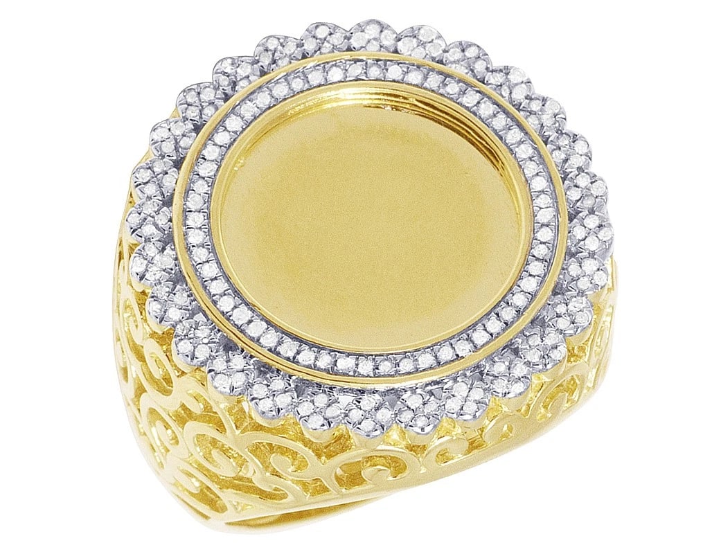10K YELLOW GOLD FLOWER CLUSTER DIAMOND ENGRAVABLE (1 of 5)
