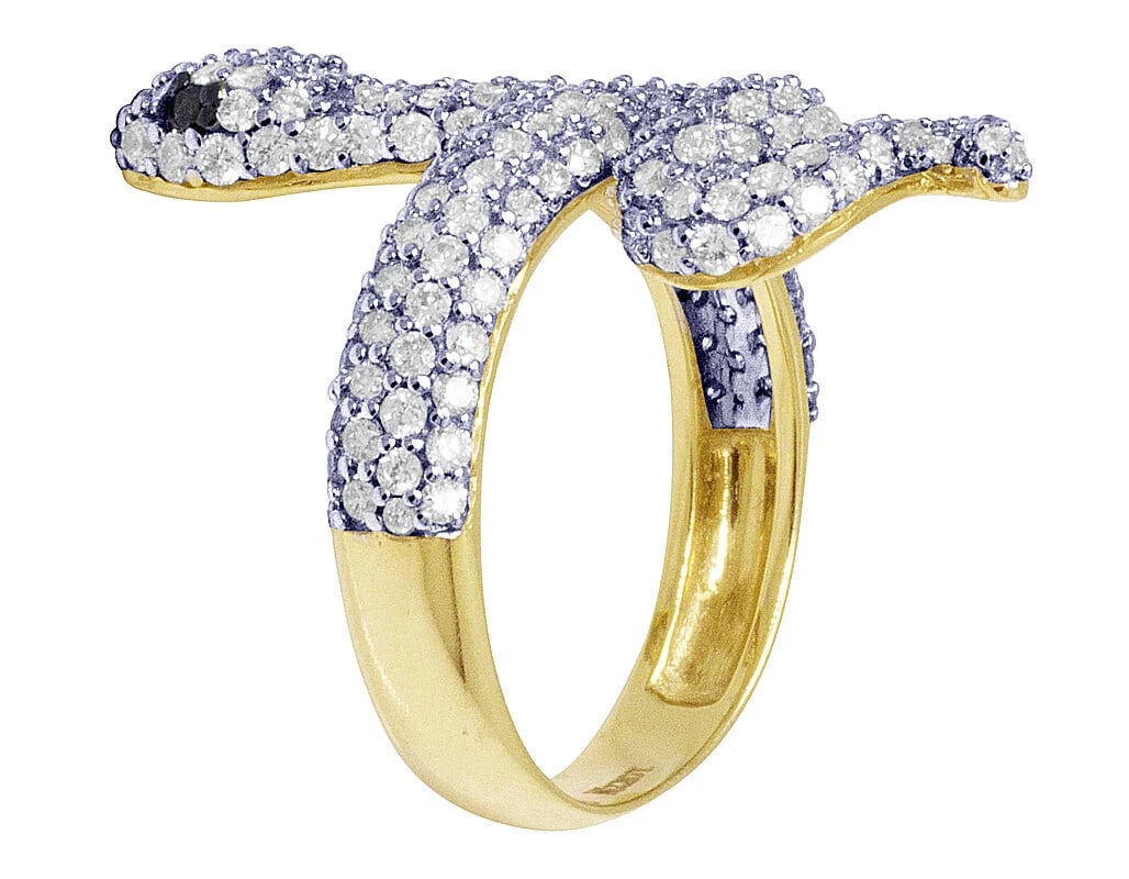 YELLOW GOLD DIAMOND SNAKE RING - 3