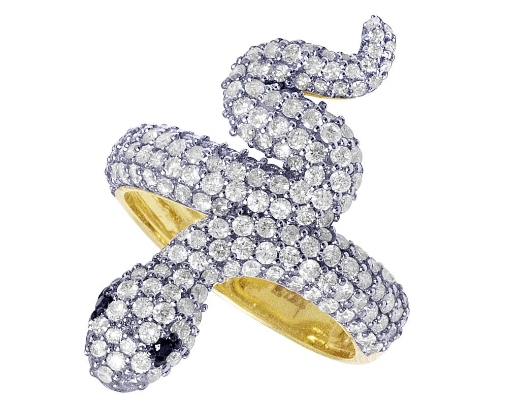 YELLOW GOLD DIAMOND SNAKE RING - 4
