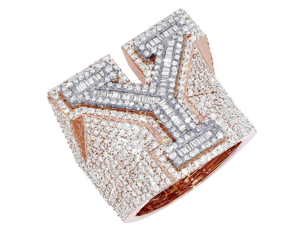 INITIAL "Y" DIAMOND RING 10K ROSE-WHITE GOLD: Initial "Y" Diamond Ring 10k Rose-White Gold Brand: None Type/Style: Ring Material: 10k Rose-White Gold, Main Stone/Creation Natural Color: Rose-White Gold Size: 10US Accessories: None Acc