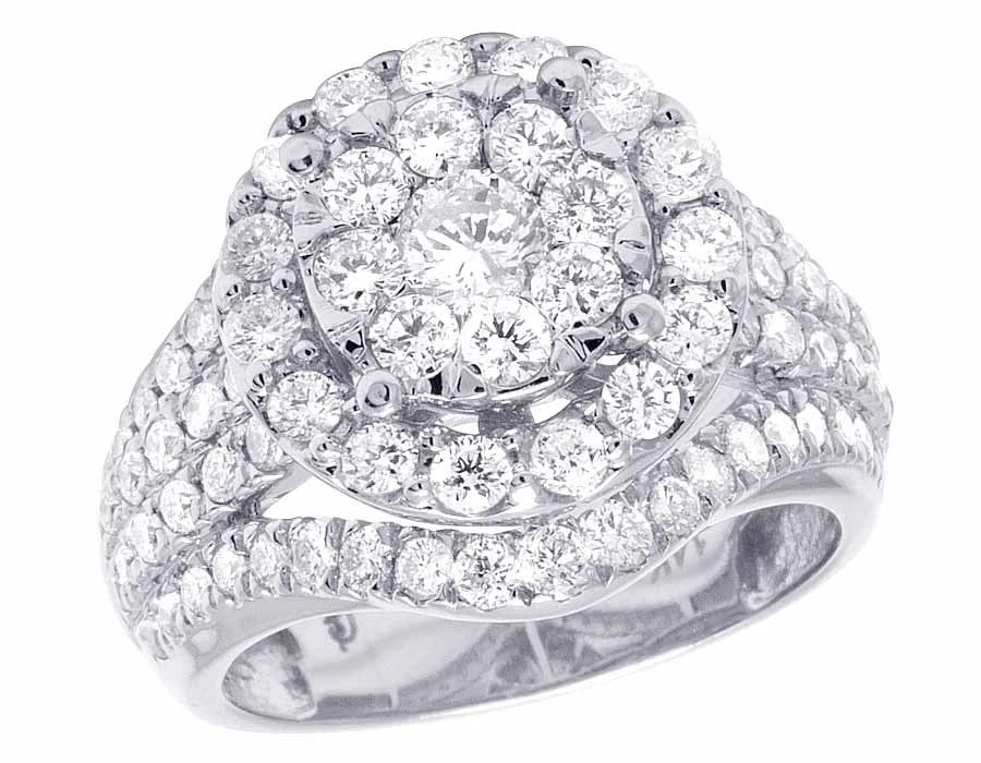 14K WHITE GOLD GENUINE DIAMOND CLUSTER ENGAGEMENT RING: 14K White Gold Genuine Diamond Cluster Engagement Ring Brand: JewelryUnlimited Type/Style: Ring Material: 14K White Gold, Main Stone/Creation Natural Color: White Gold Size: 7US Accessories: None