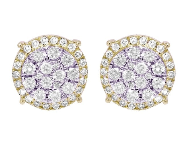 FLOWER CLUSTER DIAMOND STUD EARRINGS GOLD: Flower Cluster Diamond Stud Earrings Gold Brand: None Type/Style: Earrings Material: 10kMulti-Tone Gold, Main Stone/Creation Natural Color: Multi-Tone Gold Size: Dimension 12 mm Accessories: None