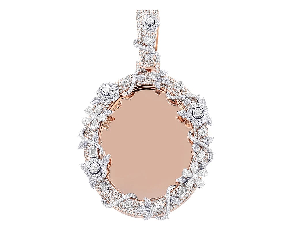 PEAR-MARQUISE DIAMOND EXTERNAL BLOSSOM OVAL MEMORY PENDANT (1 of 3)
