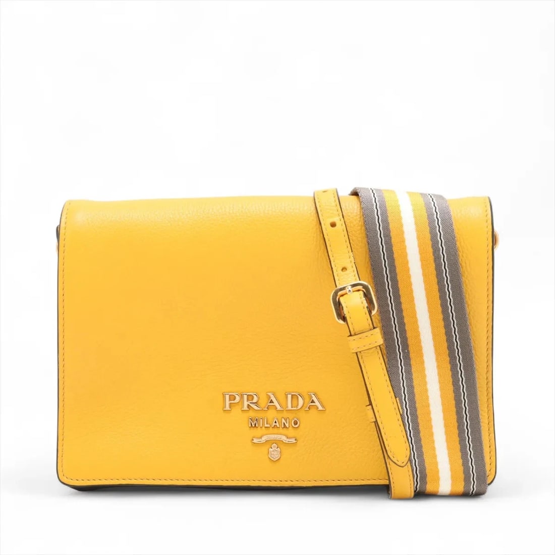 PRADA LEATHER 2 WAY SHOULDER BAG YELLOW SHOULDER BAG: Prada Leather 2 Way Shoulder Bag Yellow Shoulder bag Brand: Prada Type/Style: Shoulder bag Material: Leather Color: Yellow Size: Height:5.9inch Length:9.1inch Depth:3.3inch Accessories: None <