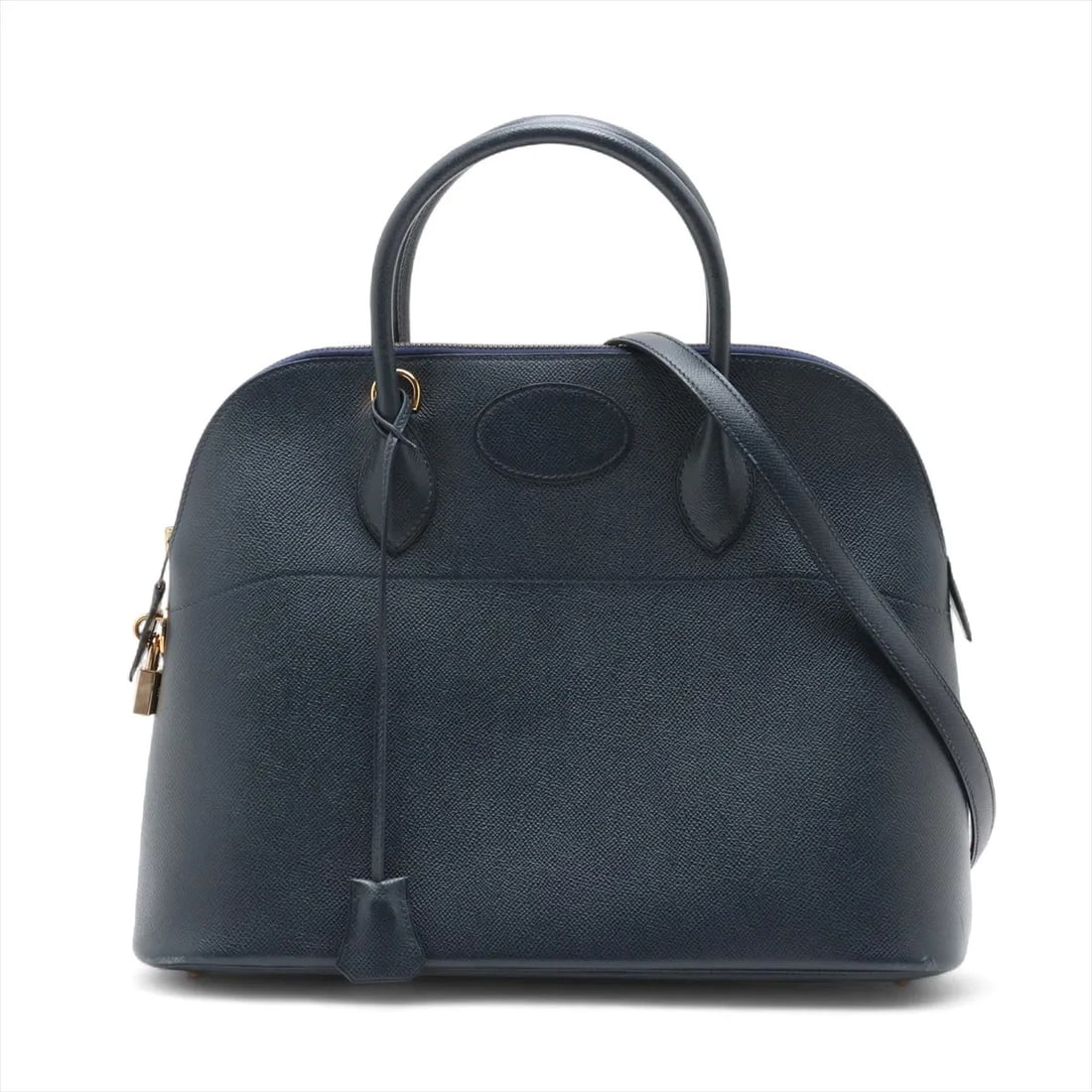 HERMES BOLIDE 35 CUSHBELL BLUE INDIGO HANDBAG, HANDBAG: Hermes Bolide 35 Cushbell Blue Indigo handbag, Handbag Brand: Hermès Type/Style: Hand bag Material: Cushbell Color: Blue Indigo Size: Height:10.4inch Length:13.8inch Depth:5.5inch Handle height:3.5in