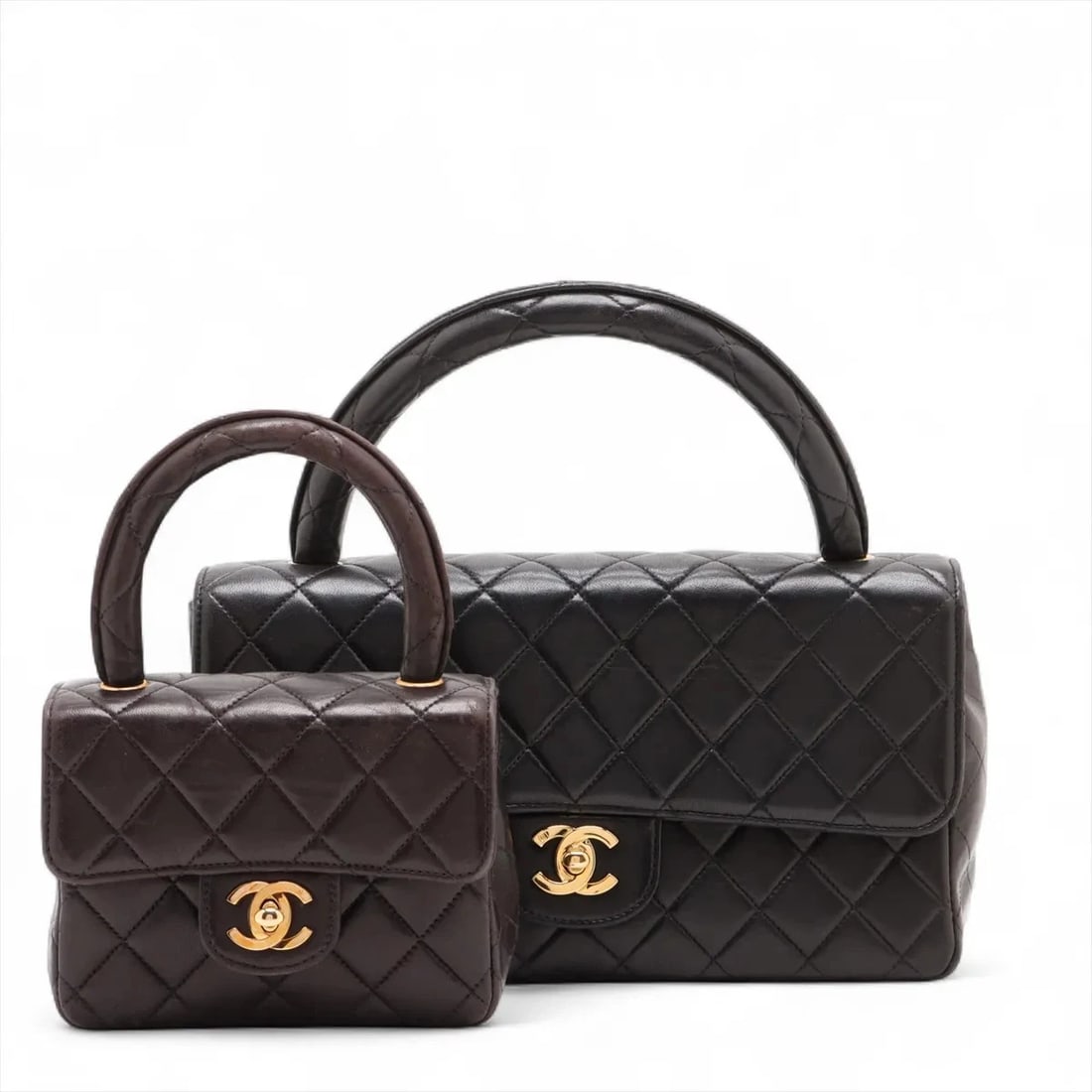 CHANEL MATELASSE LAMBSKIN HANDBAG PARENT-CHILD BAG BLACK HANDBAG (1 of 7)