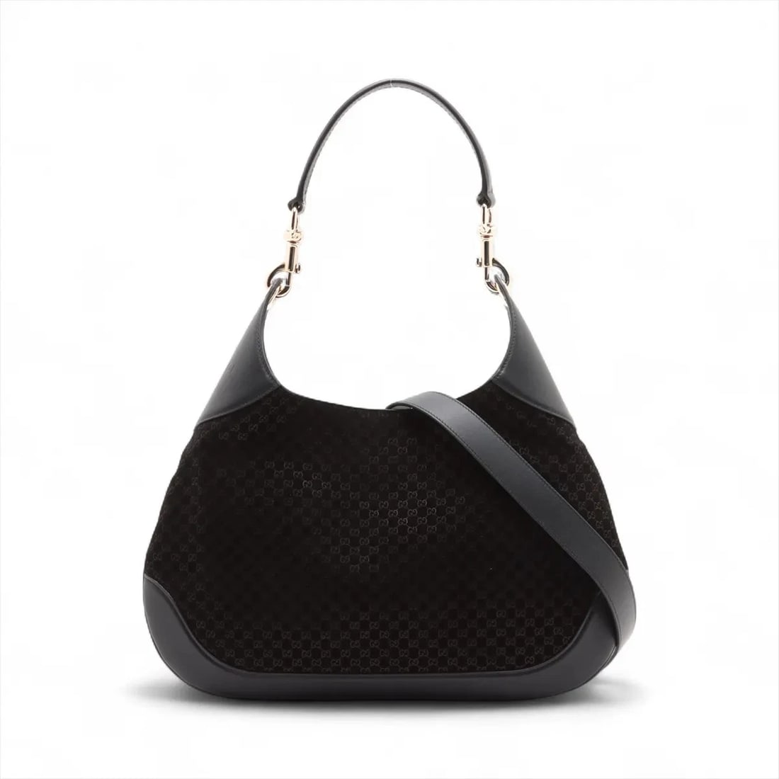 GUCCI MICRO GG SUEDE X LEATHER 2 WAY SHOULDER BAG: Gucci Micro GG suede x leather 2 Way Shoulder Bag Brand: Gucci Type/Style: Shoulder bag Material: Suede & Leather Color: Black Size: Height:11.0inch Length:162.2inch Depth:1.2inch Handle height:10.4in