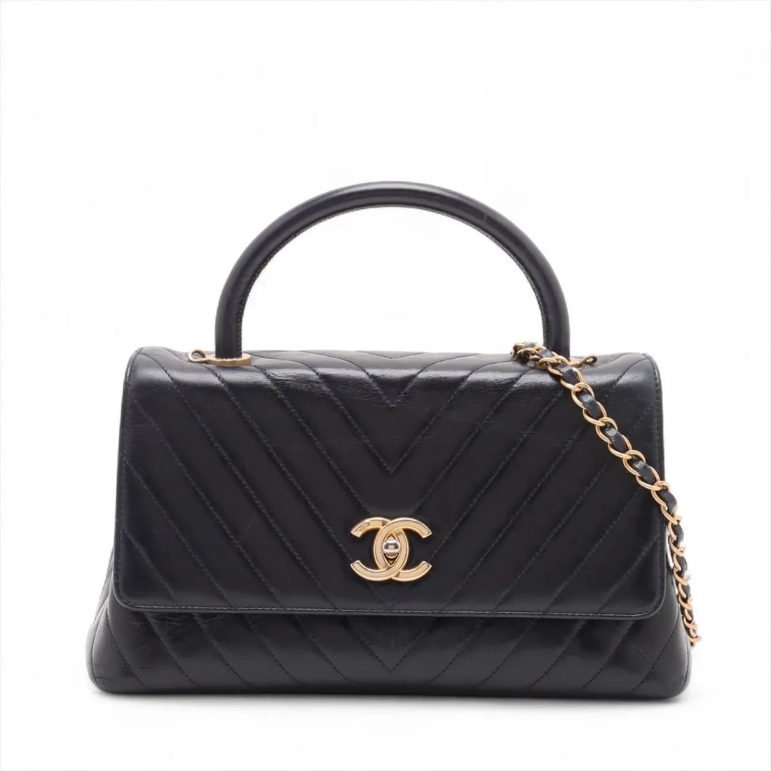 CHANEL COCO HANDLE 29 S VINTAGE CALF 2 WAY HANDBAG: Chanel Coco handle 29 S Vintage calf 2 Way Handbag Brand: Chanel Type/Style: Hand bag Material: Vintage calf Color: Navy Blue Size: Height:6.5inch Length:11.0inch Depth:4.3inch Handle height:2.8inch