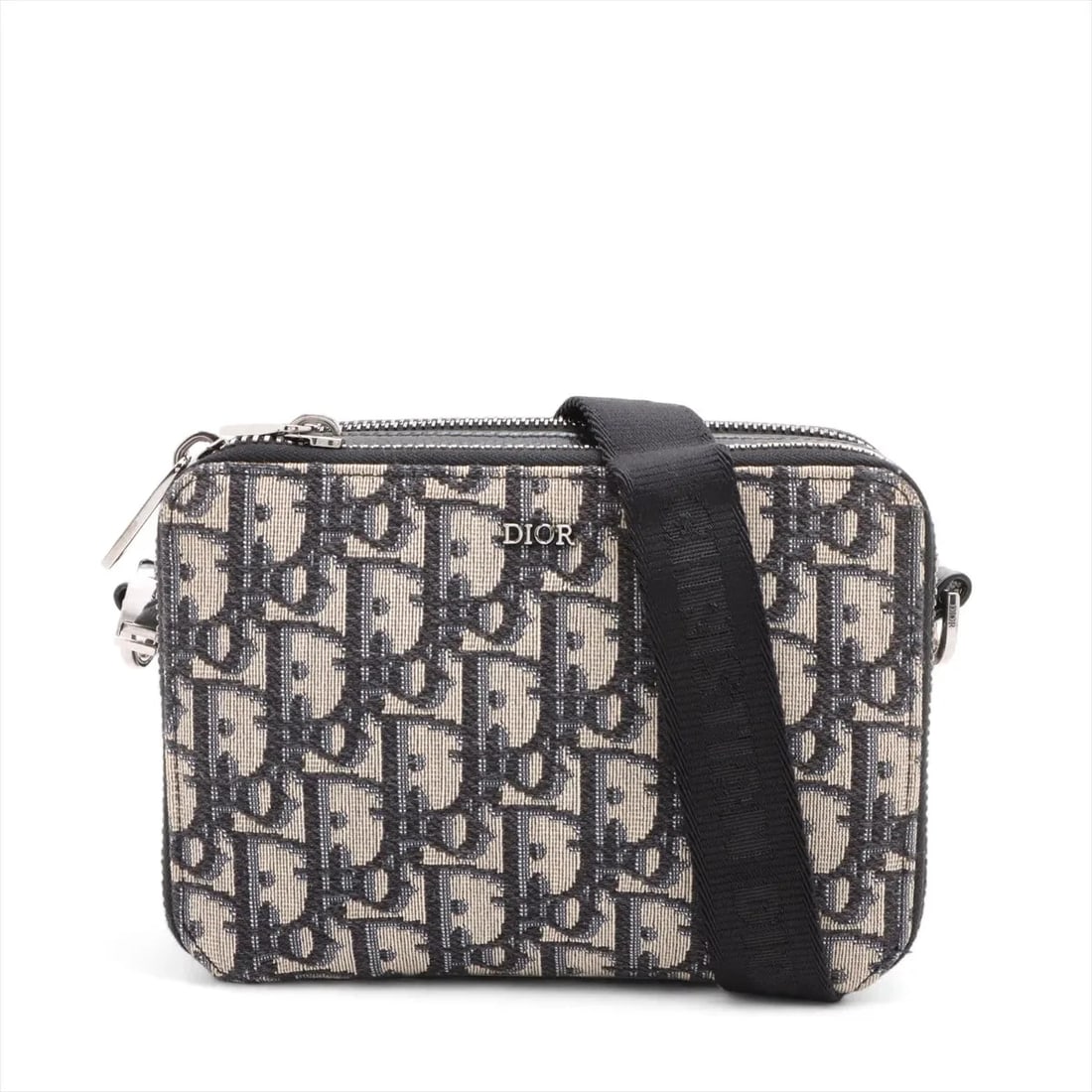 DIOR OBLIQUE CANVAS & LEATHER SHOULDER BAG: Dior Oblique Canvas & Leather Shoulder bag Brand: Dior Type/Style: Shoulder bag Material: Canvas & Leather Color: Navy Blue Size: Height:4.7inchLength:6.7inchDepth:2.2inch Accessories: None
