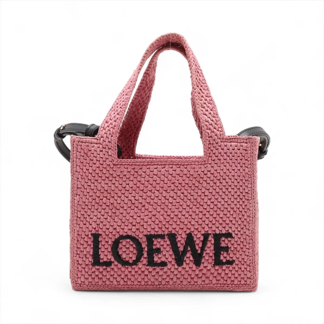 LOEWE FONT TOTE MINI RAFFIA X LEATHER 2 WAY HANDBAG HANDBAG (1 of 7)