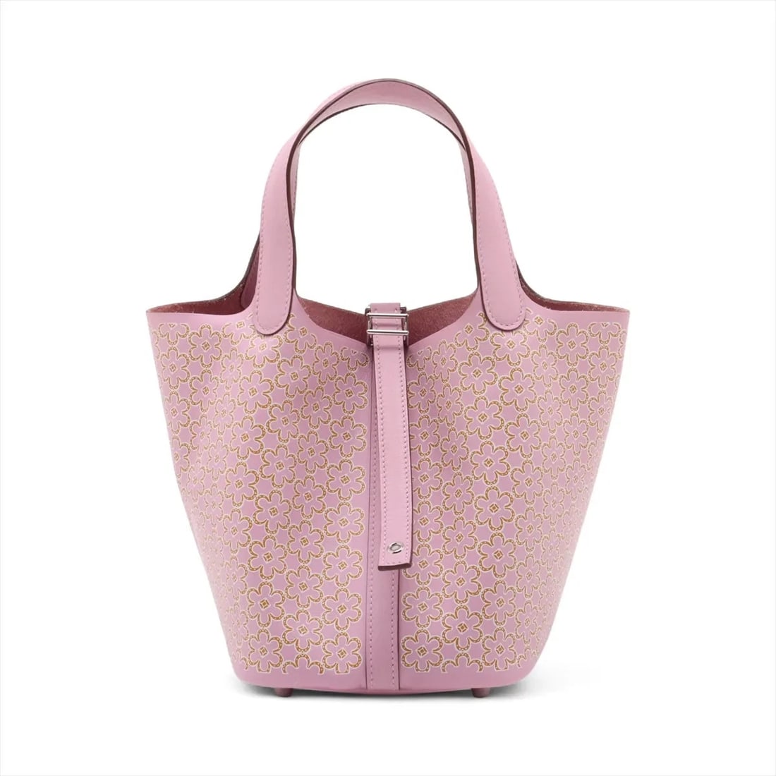 HERMES PICOTIN LOCK 18 PM LUCKY DAISY VEAU SWIFT HANDBAG: Hermes Picotin Lock 18 PM Lucky daisy Veau Swift Handbag Brand: Hermès Type/Style: Hand bag Material: Veau Swift Color: Mauve sylvestre Size: Height:7.5inch Length:7.3inch Depth:5.3inch Handle height