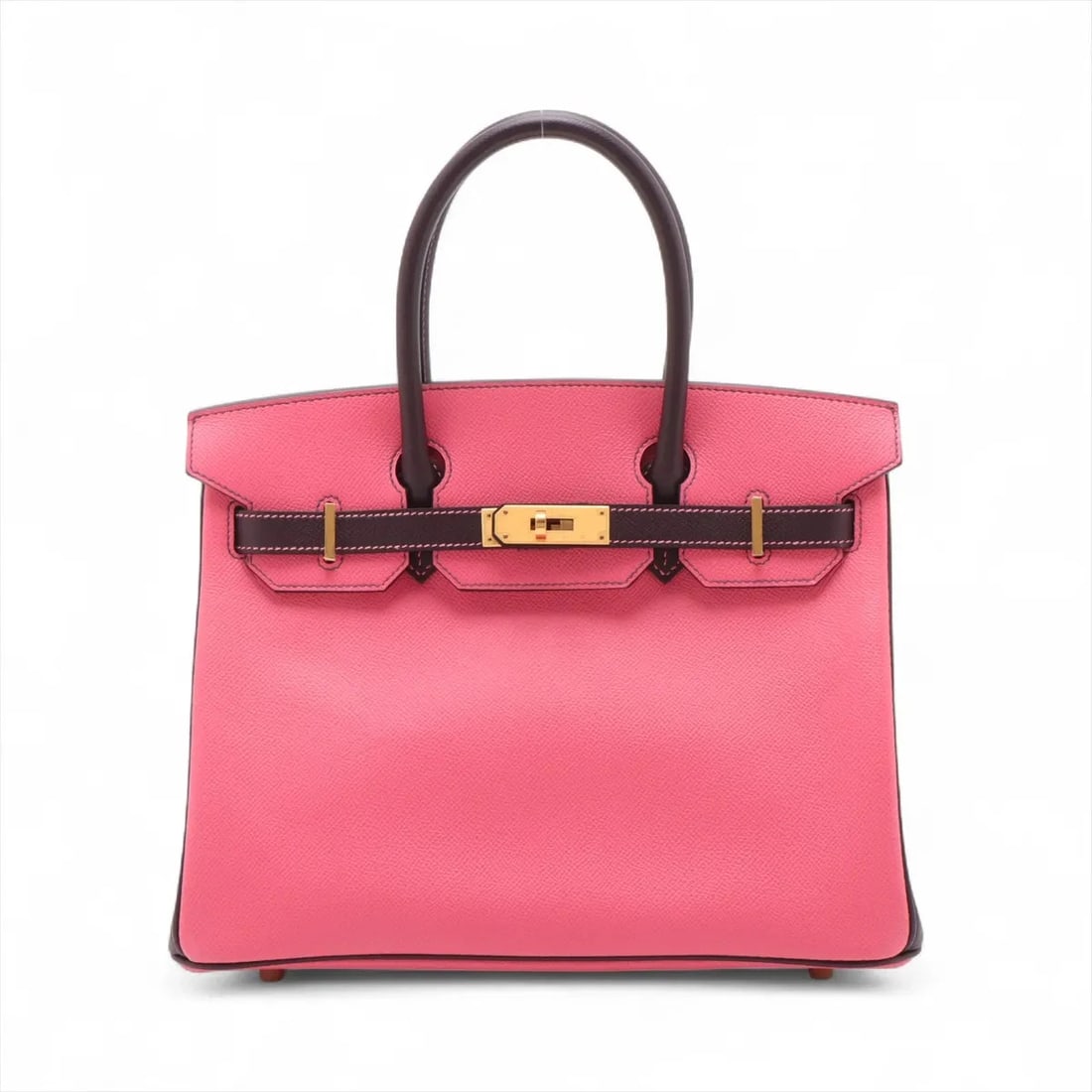 HERMES BIRKIN 30 LE TOURNAY VEAU EPSOM HANDBAG: Hermes Birkin 30 Le Tournay Veau Epsom Handbag Brand: Hermès Type/Style: Hand bag Material: Veau Epsom Color: Rose Azalea x Raisin Size: Height:9.1inch Length:12.0inch Depth:6.3inch Handle height:3.7