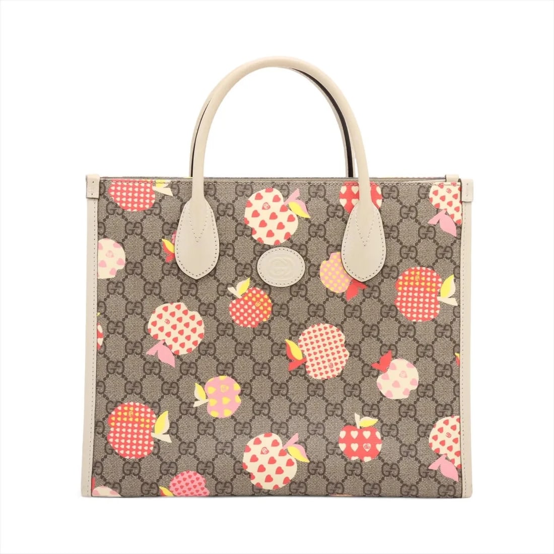 GUCCI GG SUPREME LES POM PVCX LEATHER HANDBAG HANDBAG: Gucci GG Supreme Les Pom PVCx leather Handbag Handbag Brand: Gucci Type/Style: Hand bag Material: PVC & leather Color: Beige Size: Height:10.0inch Length:12.2inch Depth:4.9inch Handle height:3.5inch