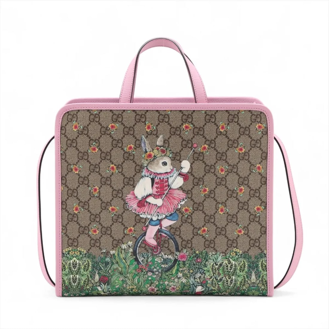 GUCCI X HIGUCHI YUKO GG SUPREME 2 WAY SHOULDER BAG SHOULDER BAG: Gucci x Higuchi Yuko GG Supreme 2 Way Shoulder Bag Shoulder bag Brand: Gucci x Higuchi Yuko Type/Style: Shoulder bag Material: PVC & leather Color: Beige×Pink Size: Height:10.2inch Length:11.0inch De