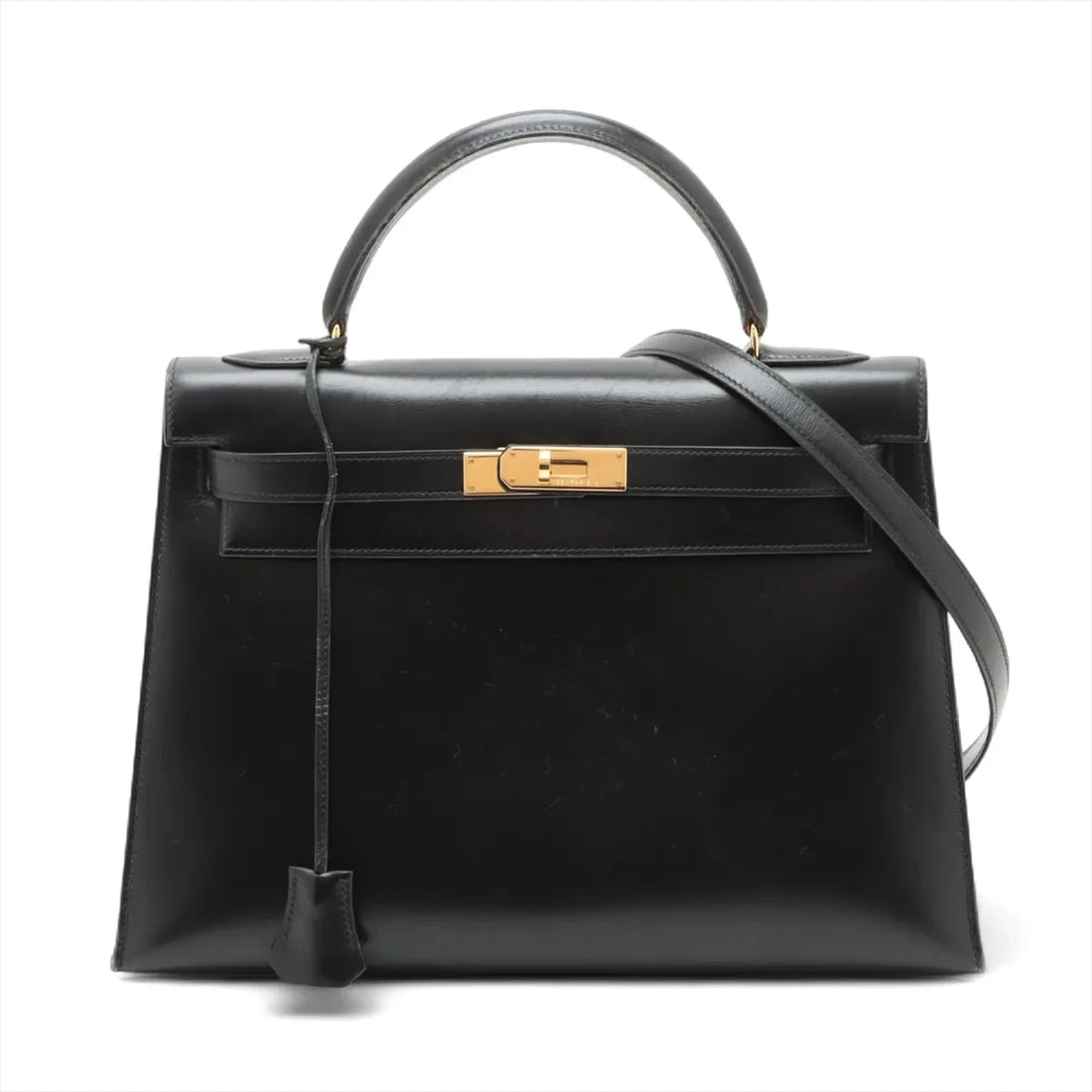 HERMES KELLY 32 SERIE BOX CALF BLACK HANDBAG: Hermes Kelly 32 Serie Box calf Black Handbag Brand: Hermès Type/Style: Hand bag Material: Box calf Color: Black Size: Height:8.9inch Length:13.0inch Depth:4.7inch Handle height:3.3inch Accessories
