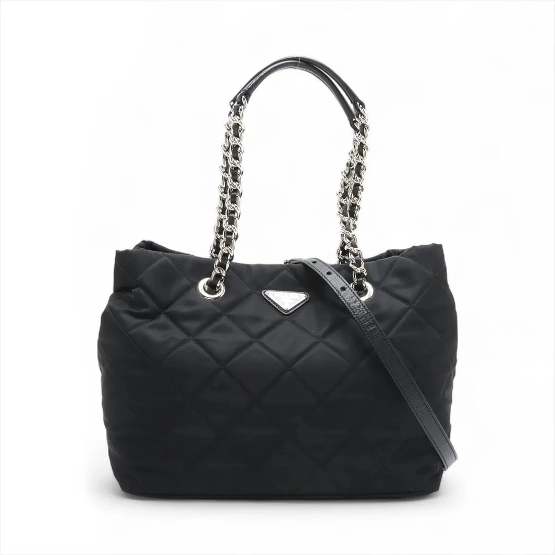 PRADA TESSUTO IMPUNTU NYLON & LEATHER CHAIN TOTE BAG TOTE BAG (1 of 7)