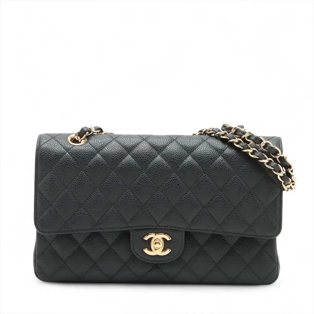CHANEL MATELASSE 25 GRAINED CALFSKIN CHAIN BAG SHOULDER BAG: Chanel Matelasse 25 Grained Calfskin Chain Bag Shoulder bag Brand: Chanel Type/Style: Shoulder bag Material: Caviar Skin Color: Black Size: Height:6.1inchLength:10.0inchDepth:2.6inch Accessories: