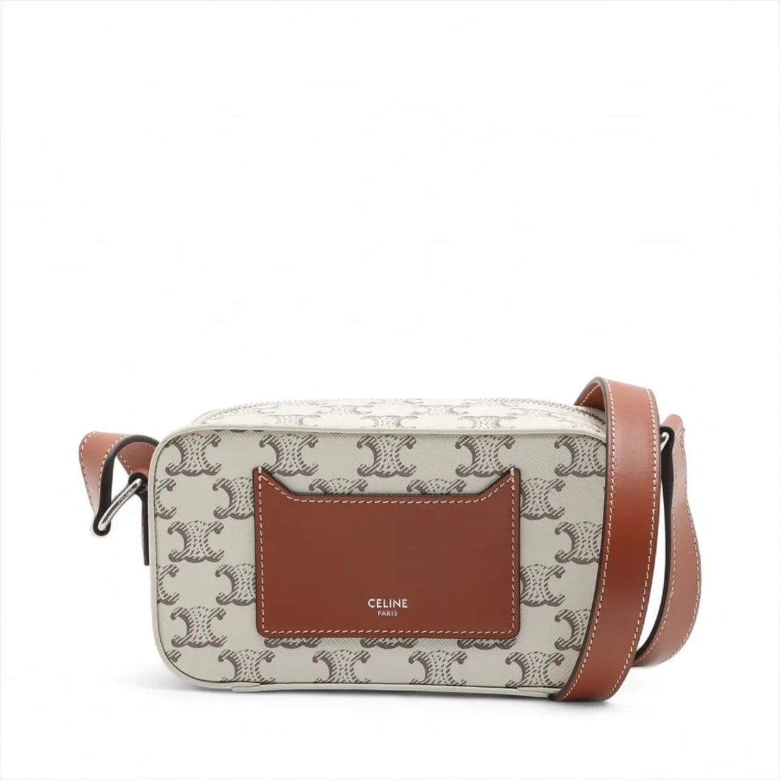 CELINE TRIOMPHE MINI MESSENGER BOX SHOULDER BAG SHOULDER BAG: Celine Triomphe Mini messenger box Shoulder bag Shoulder bag Brand: Celine Type/Style: Shoulder bag Material: PVC & leather Color: White Size: Height:3.9inchLength:7.1inchDepth:2.6inch Accessories