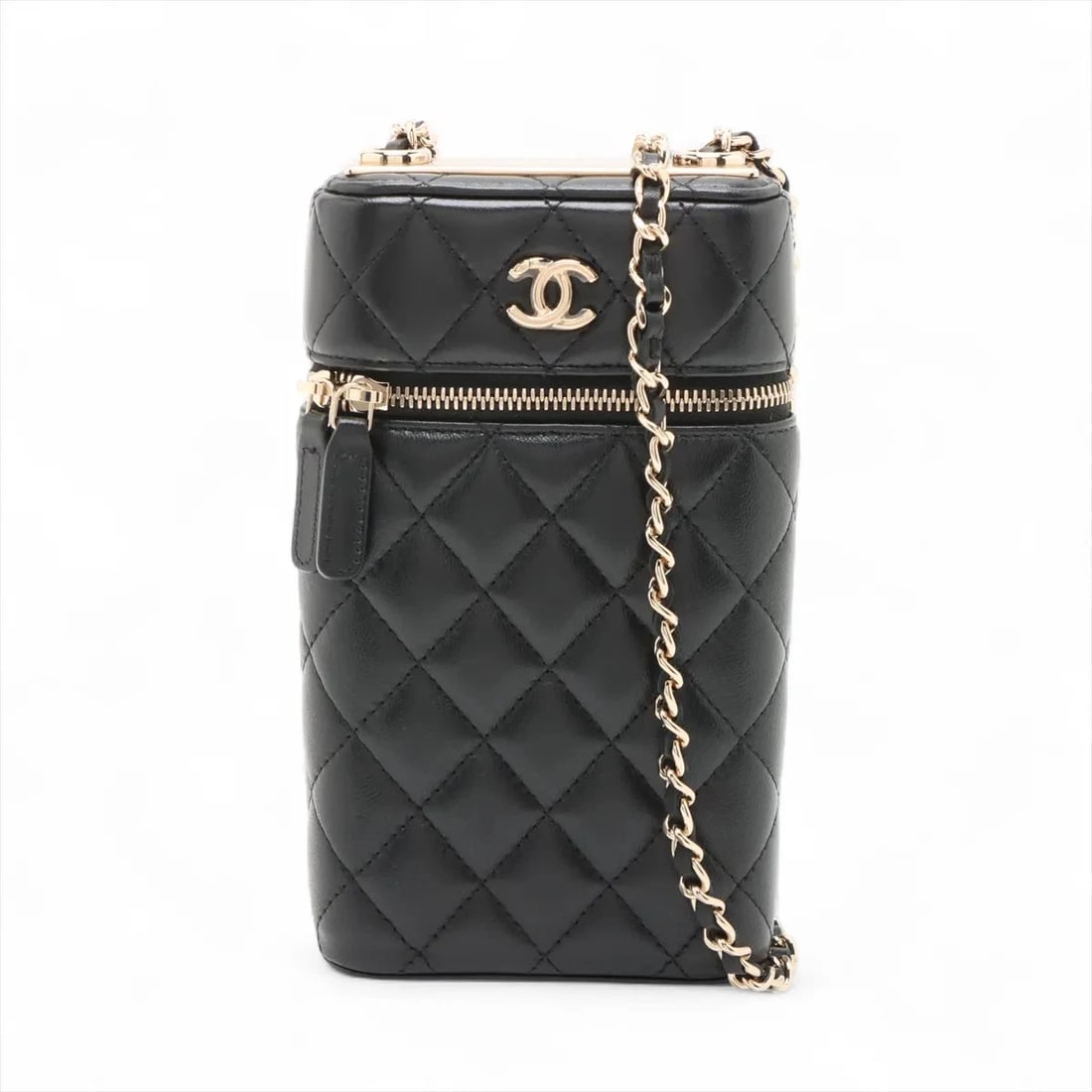 CHANEL MATELASSE LAMBSKIN CHAIN SHOULDER BAG: Chanel Matelasse Lambskin Chain Shoulder bag Brand: Chanel Type/Style: Shoulder bag Material: Lambskin Color: Black Size: Height:7.1inchLength:3.9inchDepth:1.6inch Accessories: None Access