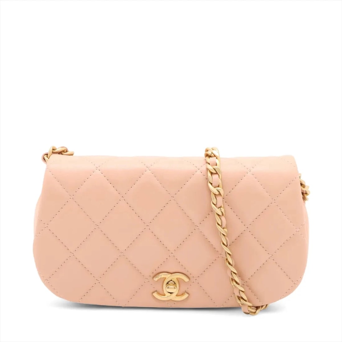 CHANEL MATELASSE LAMBSKIN CHAIN SHOULDER BAG: Chanel Matelasse Lambskin Chain Shoulder bag Brand: Chanel Type/Style: Shoulder bag Material: Lambskin Color: Pink Size: Height:3.9inchLength:7.3inchDepth:1.2inch Accessories: None Accesso