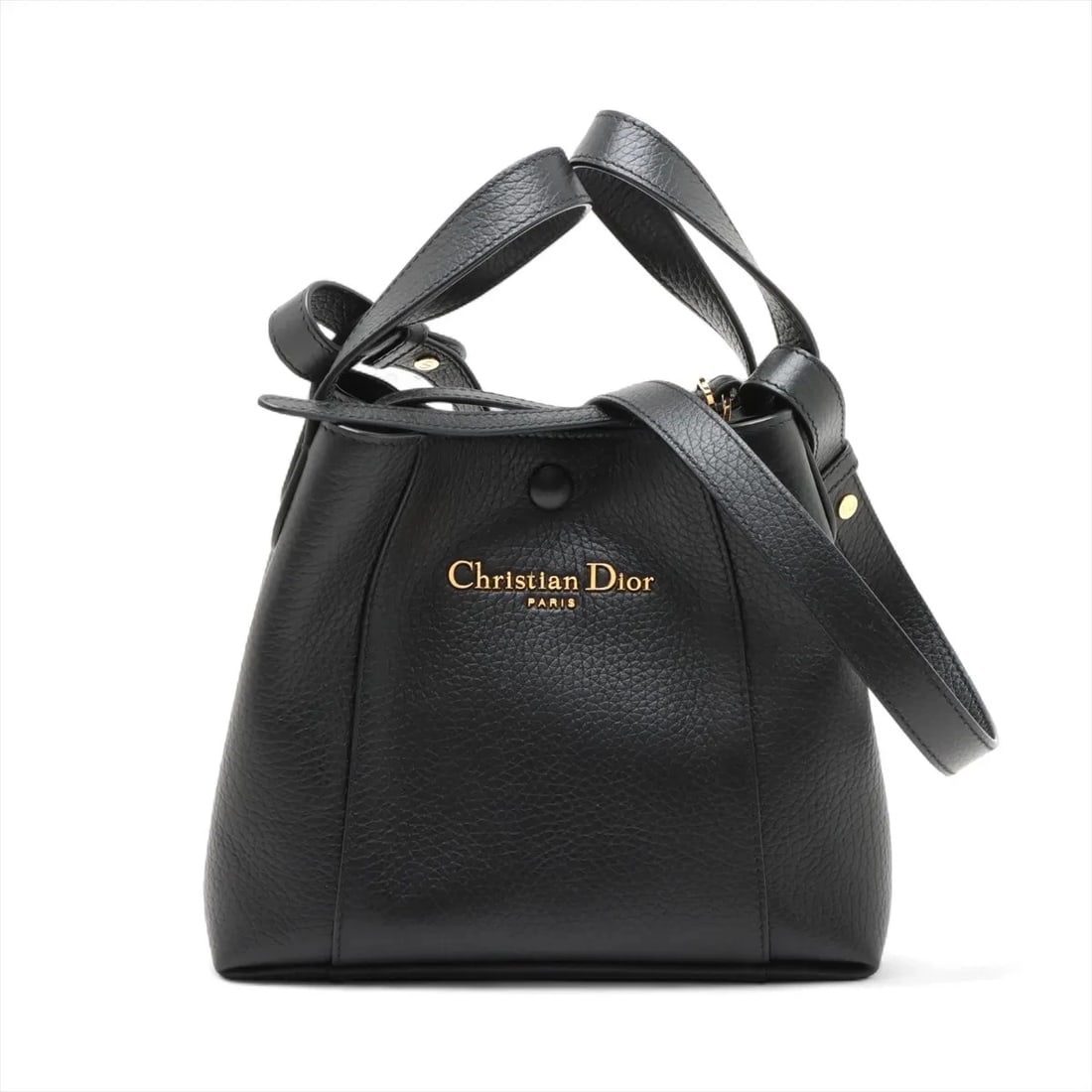 CHRISTIAN DIOR SIGNATURE LEATHER 2 WAY HANDBAG HANDBAG: Christian Dior Signature Leather 2 Way Handbag Handbag Brand: Christian Dior Type/Style: Hand bag Material: Leather Color: Black Size: Height:7.5inch Length:8.7inch Depth:4.1inch Handle height:4.7inch