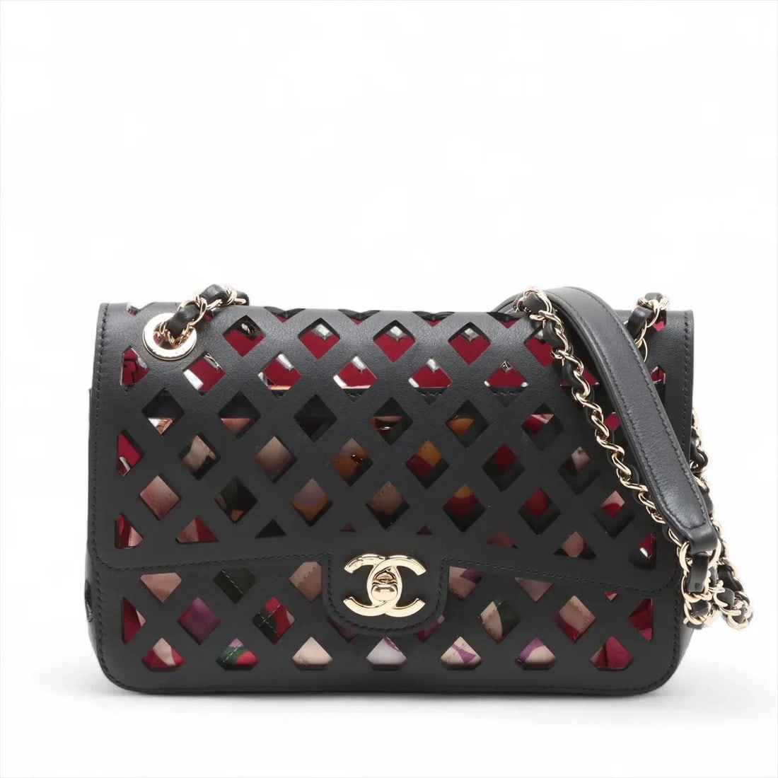 CHANEL COCO MARK LEATHER SINGLE FLAP DOUBLE CHAIN BAG SHOULDER BAG: Chanel Coco Mark Leather Single Flap Double Chain Bag Shoulder bag Brand: Chanel Type/Style: Shoulder bag Material: Leather Color: Black Size: Height:5.1inchLength:8.3inchDepth:2.8inch Accessories