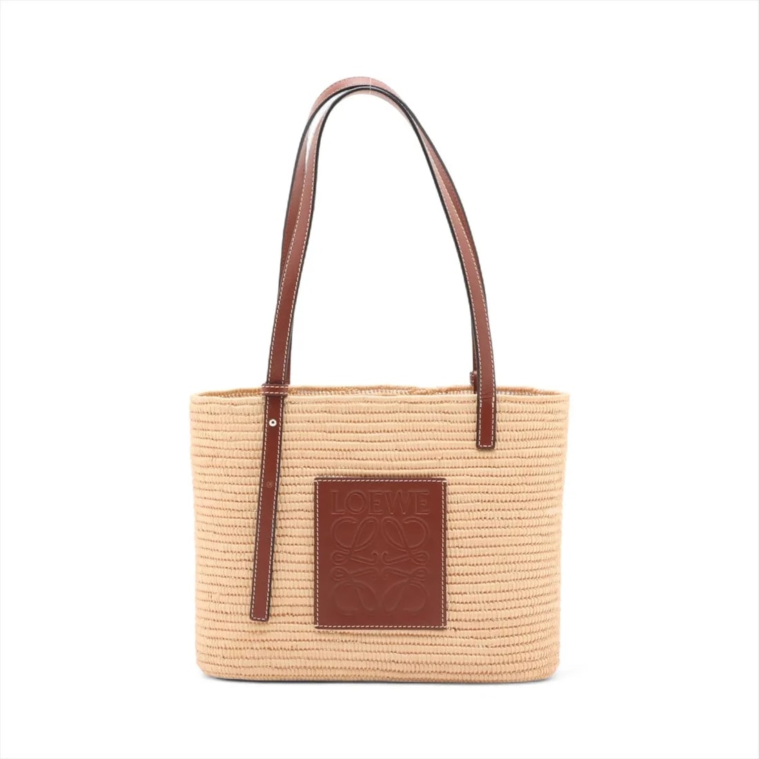 LOEWE SQUARE BASKET SMALL STRAW BAG TOTE BAG (1 of 6)