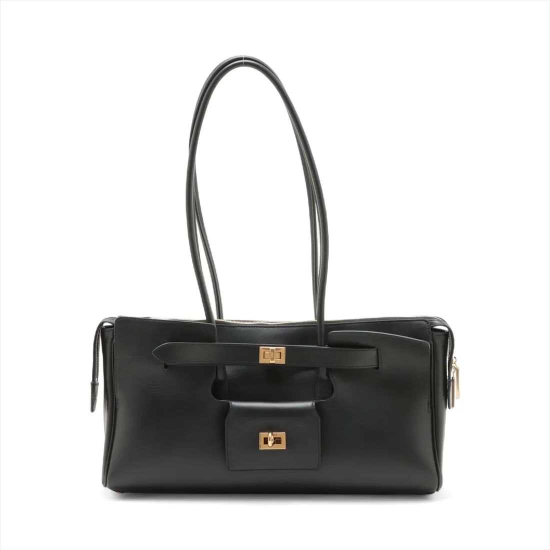 BALENCIAGA BEL AIR LEATHER SHOULDER BAG: Balenciaga Bel Air Leather Shoulder bag Brand: Balenciaga Type/Style: Shoulder bag Material: Leather Color: Black Size: Height:7.5inchLength:14.6inchDepth:3.5inch Accessories: None Accesso