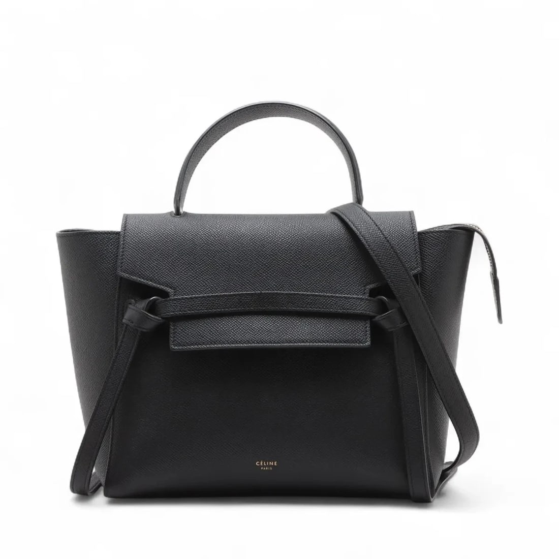 CELINE BELT BAG MICRO LEATHER 2 WAY HANDBAG HANDBAG: Celine Belt Bag Micro Leather 2 Way Handbag Handbag Brand: Celine Type/Style: Hand bag Material: Leather Color: Black Size: Height:7.9inch Length:9.4inch Depth:5.3inch Handle height:3.5inch Access