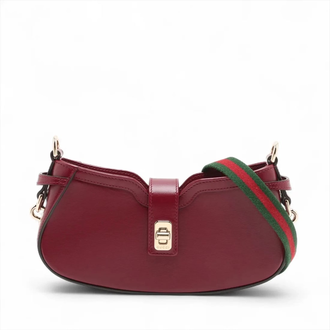 GUCCI MOONSIDE LEATHER SHOULDER BAG SHOULDER BAG: Gucci Moonside Leather Shoulder bag Shoulder bag Brand: Gucci Type/Style: Shoulder bag Material: Leather Color: Red Size: Height:5.1inchLength:9.3inchDepth:1.8inch Accessories: None Access