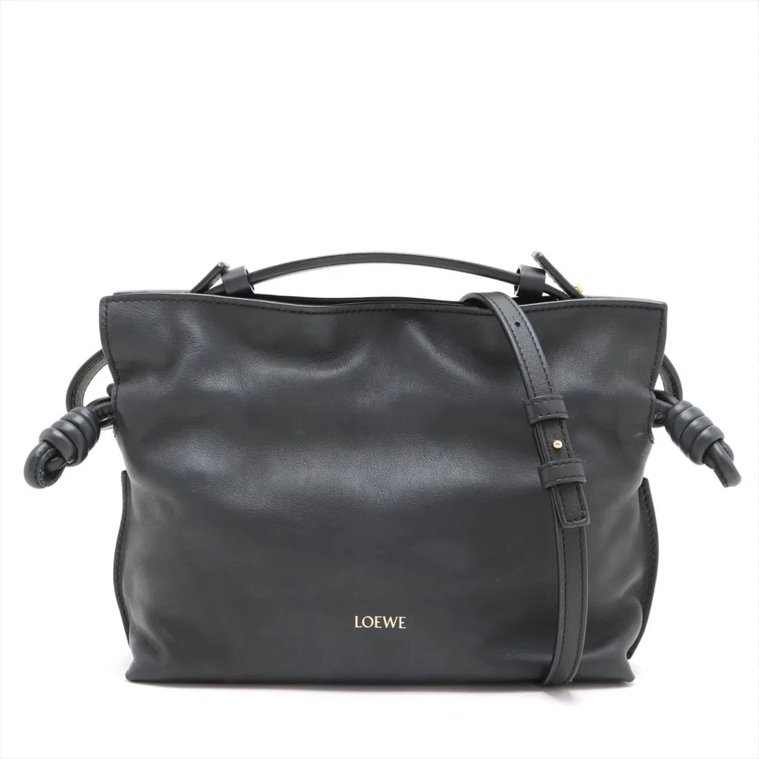 LOEWE FLAMENCO CLUTCH MINI LEATHER 2 WAY SHOULDER BAG SHOULDER BAG: Loewe Flamenco clutch Mini Leather 2 Way Shoulder Bag Shoulder bag Brand: Loewe Type/Style: Shoulder bag Material: Leather Color: Black Size: Height:6.9inch Length:9.1inch Depth:2.8inch Handle height: