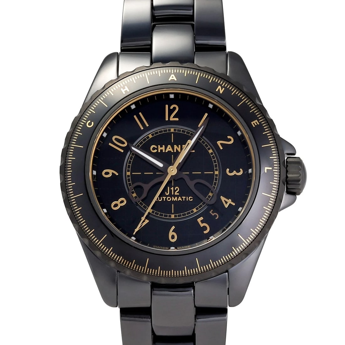 CHANEL COUTURE BLACK DIAL WATCH: CHANEL Couture black Dial Watch Brand: CHANEL Type: Wristwatch Material: ceramic stainless ceramic stainless Color: Dial color black Size: Bracelet size: 18.0cm Case size: 38.0mm Accessories: None