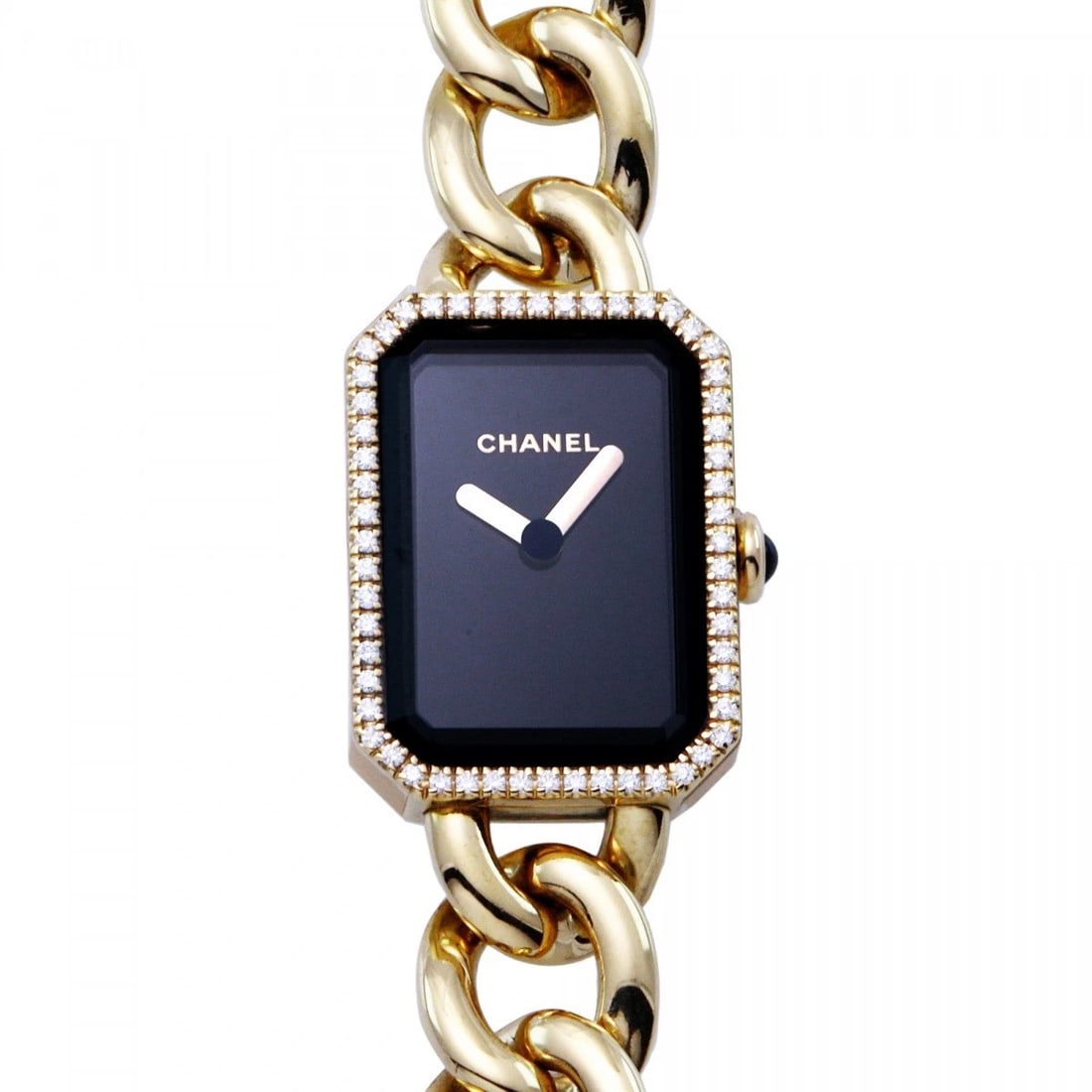 CHANEL PREMIERE BLACK DIAL WATCH: CHANEL Premiere black Dial Watch Brand: CHANEL Type: Wristwatch Material: Yellow Gold diamond Yellow Gold Color: Dial color black Size: Bracelet size: 17.0cm Case size: 21.0mm Accessories: None