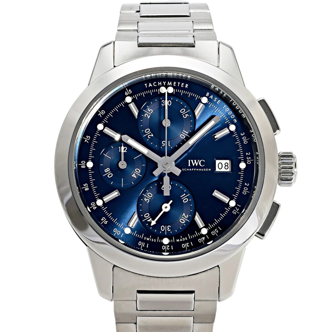 IWC INGENIEUR CHRONOGRAPH BLUE DIAL WATCH: IWC Ingenieur Chronograph blue Dial Watch Brand: IWC Type: Wristwatch Material: SS SS Color: Dial color blue Size: Bracelet size: 20.0cm Case size: 43.0mm Accessories: None Accessories Not