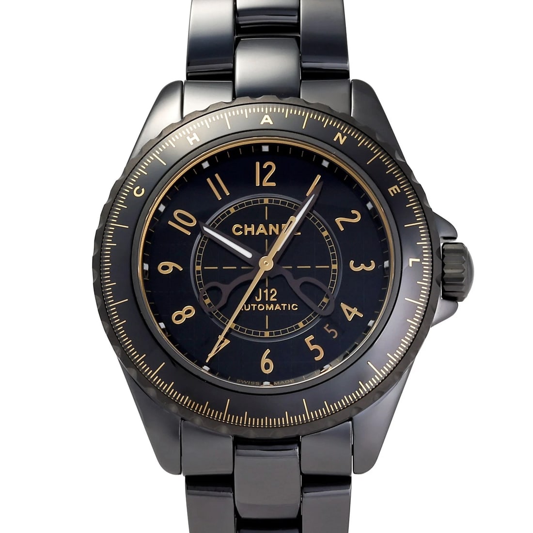 CHANEL COUTURE BLACK DIAL WATCH: CHANEL Couture black Dial Watch Brand: CHANEL Type: Wristwatch Material: ceramic stainless ceramic stainless Color: Dial color black Size: Bracelet size: 18.0cm Case size: 38.0mm Accessories: None