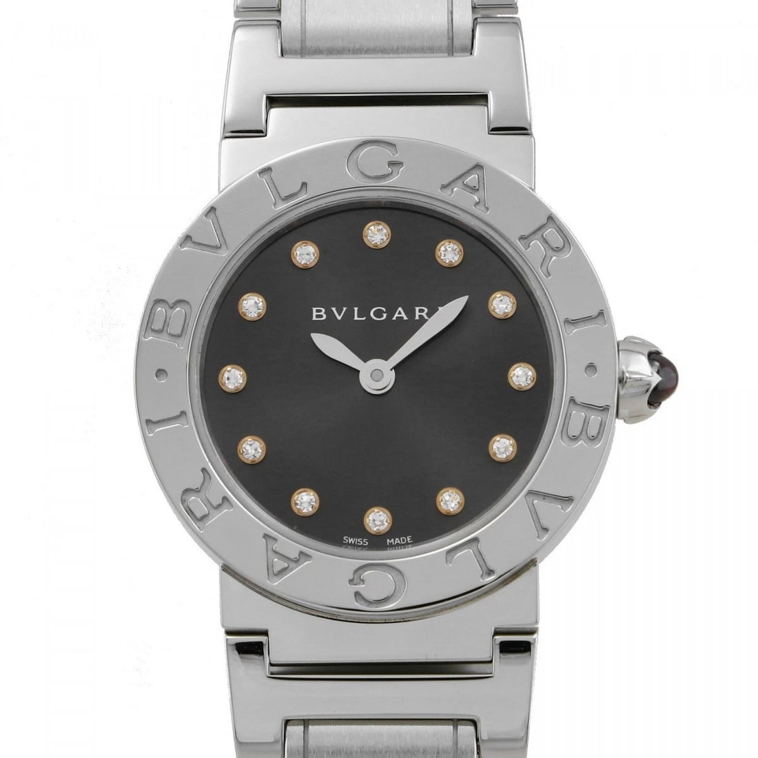 BVLGARI GRAY DIAL WATCH: BVLGARI gray Dial Watch Brand: BVLGARI Type: Wristwatch Material: SS SS Color: Dial color gray Size: Bracelet size: 16.0cm Case size: 26.0mm Accessories: None Accessories Notice: When purc