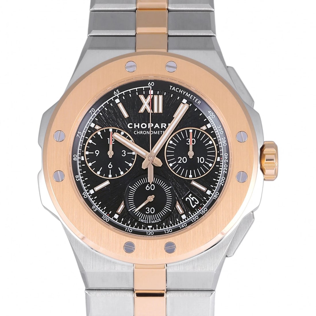 CHOPARD ALPINE EAGLE ALPINE EAGLE XL CHRONO BLACK DIAL WATCH: Chopard Alpine Eagle Alpine Eagle XL Chrono black Dial Watch Brand: Chopard Type: Wristwatch Material: SS SS Color: Dial color gray Size: Bracelet size: 18.0cm Case size: 26.0mm Accessories: None