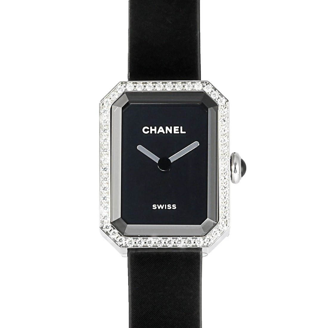CHANEL PREMIERE RIBBON BLACK DIAL WATCH: CHANEL Premiere ribbon black Dial Watch Brand: CHANEL Type: Wristwatch Material: stainless onyx diamond rubber Color: Dial color black Size: Bracelet size: 16.0cm Case size: 19.7 x 15.2 mm Accesso
