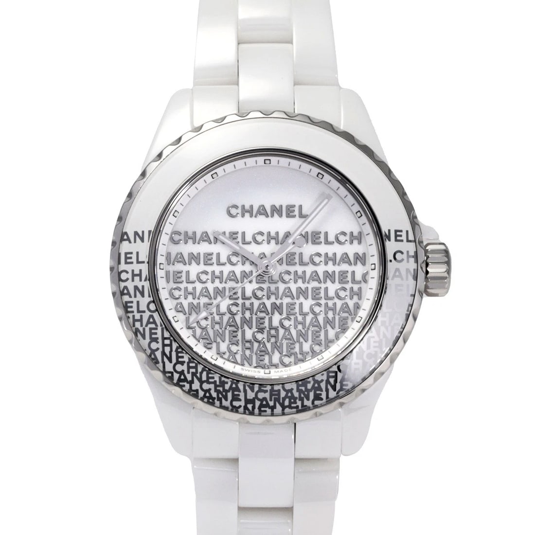 CHANEL WANTED BY CHANEL WHITE DIAL WATCH: CHANEL Wanted by Chanel white Dial Watch Brand: CHANEL Type: Wristwatch Material: ceramic stainless ceramic Color: Dial color white Size: Bracelet size: 18.0cm Case size: 33.0mm Accessories: None