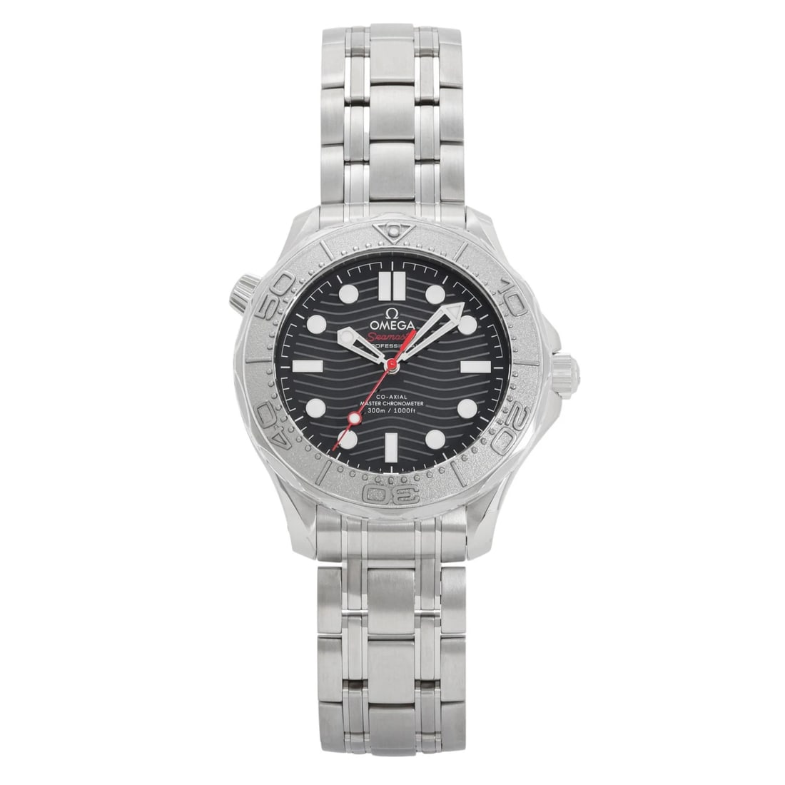 OMEGA SEAMASTER BLACK DIAL WATCH: OMEGA Seamaster black Dial Watch Brand: OMEGA Type: Wristwatch Material: SS SS Color: Dial color black Size: Bracelet size: 20.0cm Case size: 42.0mm Accessories: None Accessories Notice: W