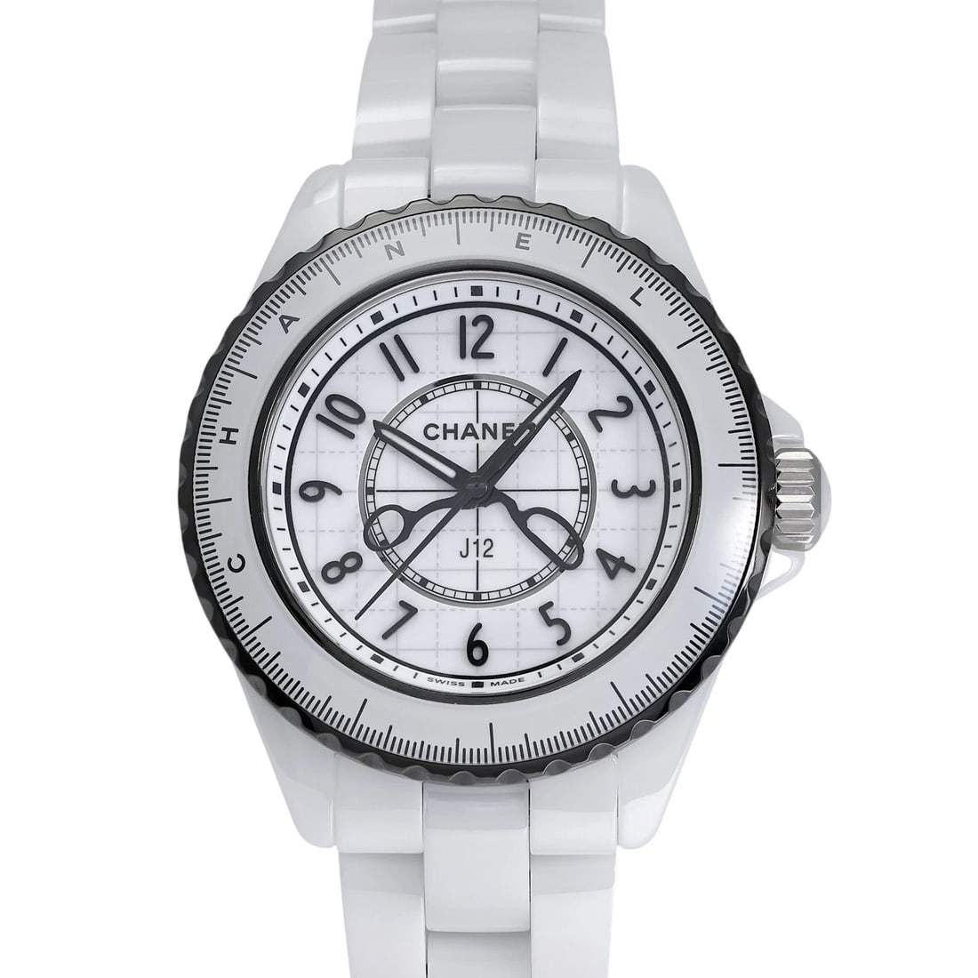 CHANEL COUTURE LIMITED EDITION WHITE/ARABIC DIAL WATCH: CHANEL Couture Limited Edition White/Arabic Dial Watch Brand: CHANEL Type: Wristwatch Material: stainless ceramic ceramic Color: Dial color White/Arabic Size: Bracelet size: 18.0cm Case size: 33.0mm