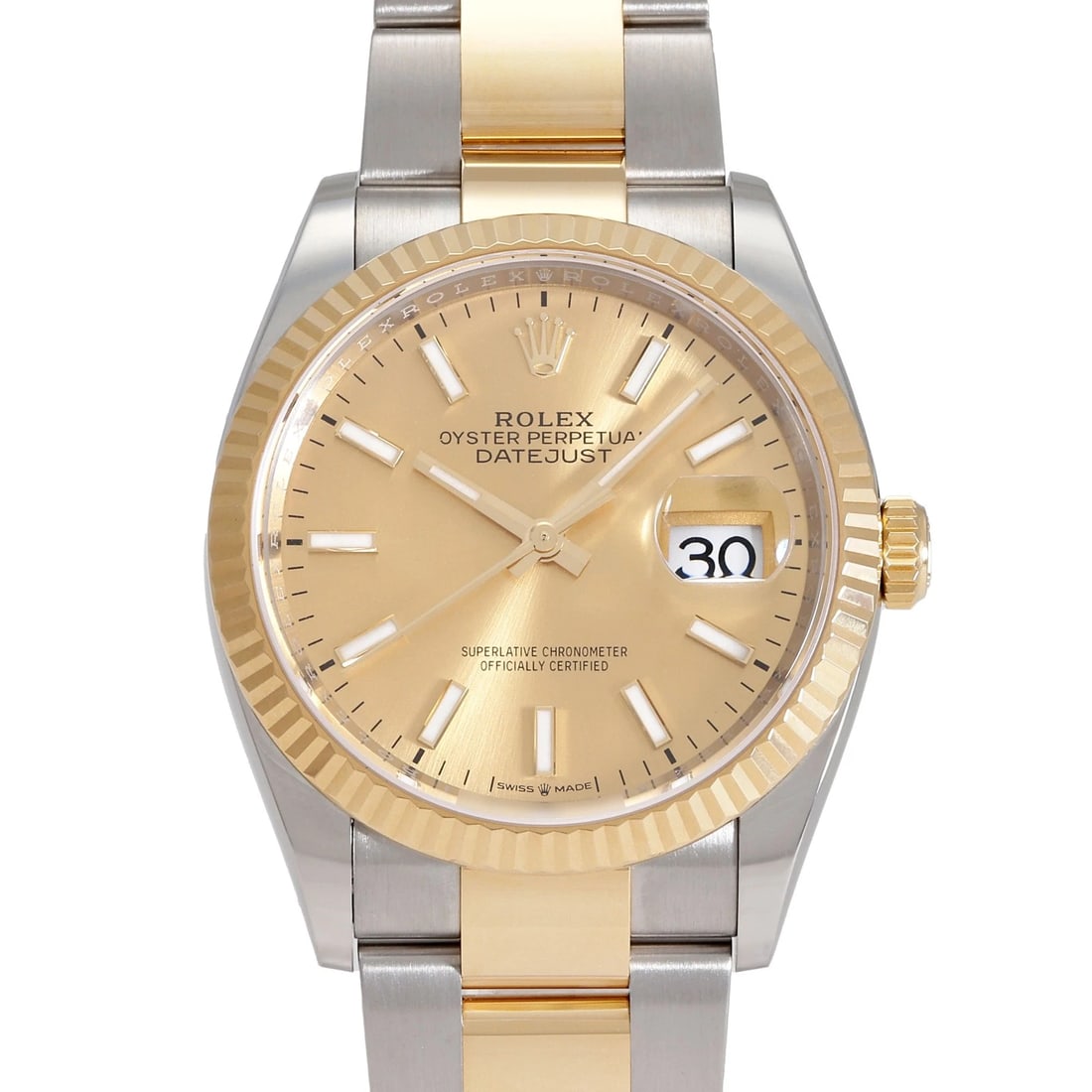 ROLEX DATEJUST CHAMPAGNE/BAR DIAL WATCH (1 of 3)