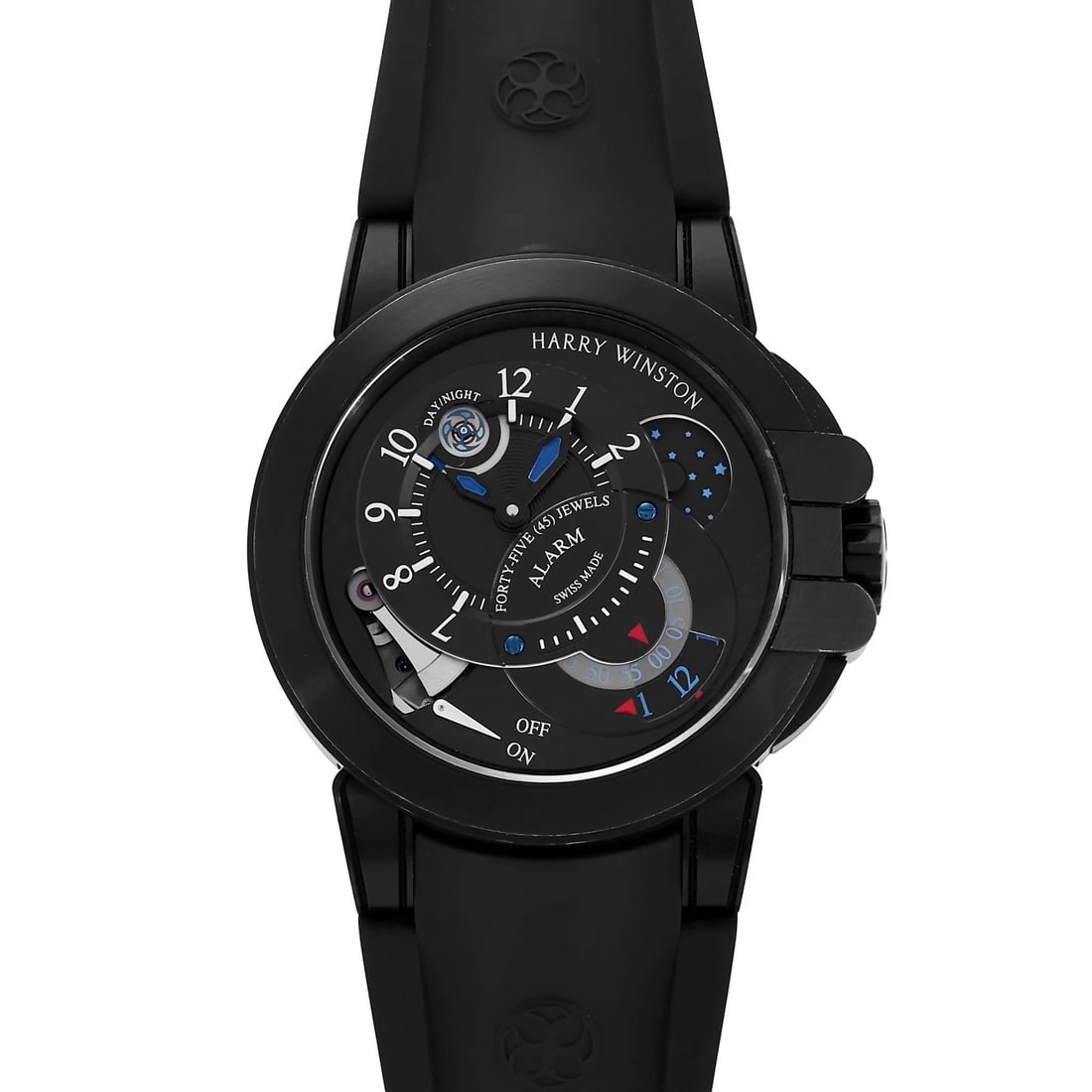 HARRY WINSTON OCEAN BLACK DIAL WATCH: HARRY WINSTON Ocean black Dial Watch Brand: HARRY WINSTON Type: Wristwatch Material: Zarium rubber Color: Dial color black Size: Bracelet size: 20.0cm Case size: 44.0mm Accessories: None A