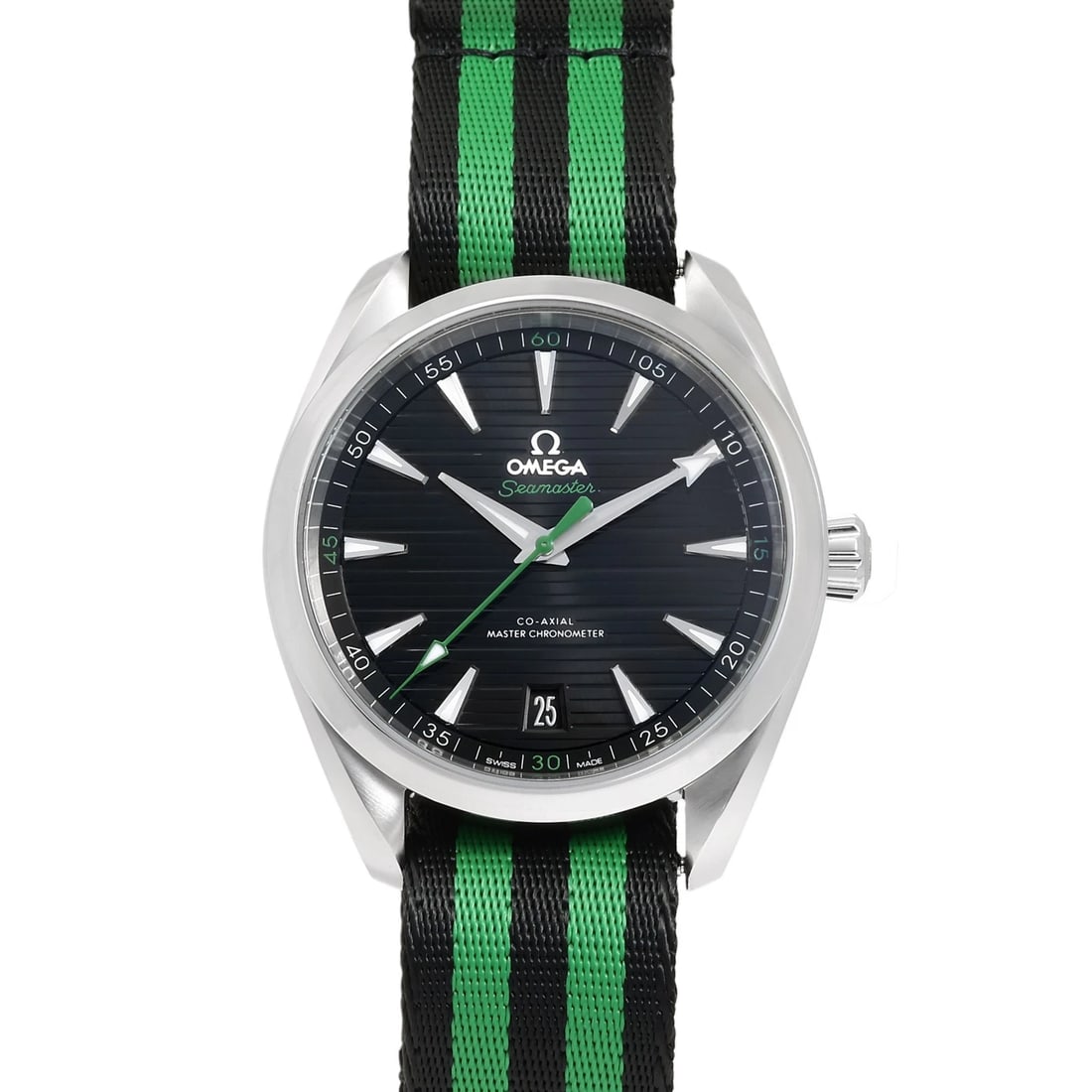 OMEGA SEAMASTER AQUA TERRA BLACK DIAL WATCH: OMEGA Seamaster Aqua Terra black Dial Watch Brand: OMEGA Type: Wristwatch Material: mstainless NATO Color: Dial color black Size: Bracelet size: 20.0cm Case size: 41.0mm Accessories: None