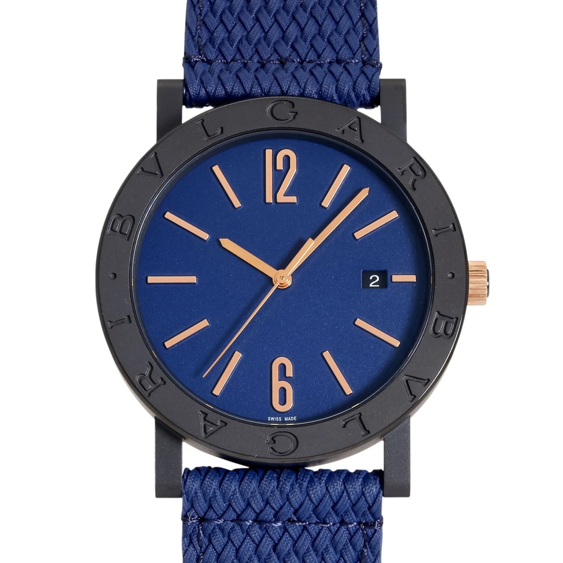 BVLGARI SOLO TEMPO BLUE DIAL WATCH: BVLGARI Solo tempo blue Dial Watch Brand: BVLGARI Type: Wristwatch Material: Stainless steel (DLC processing) rubber Color: Dial color blue Size: Bracelet size: 20.5cm Case size: 41.0mm Accessorie