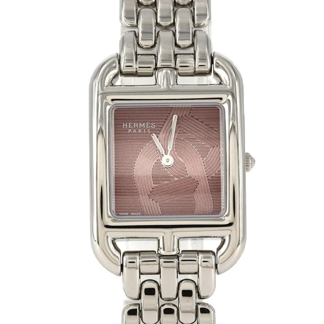HERMES CAPE COD QUARTZ WATCH: Hermes Cape Cod Quartz Watch Brand: HERMES Type: Wristwatch Material: stainless steel Color: Dial color pink Size: Case diameter: 23x33mm Maximum arm circumference: 14.5cm Accessories: None