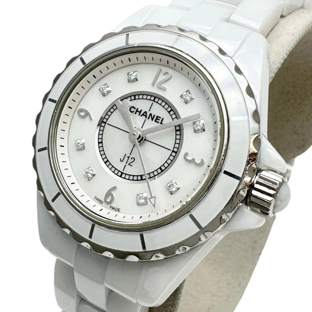 CHANEL J12 DIAMOND QUARTZ WHITE DIAL WATCH (1 of 2)